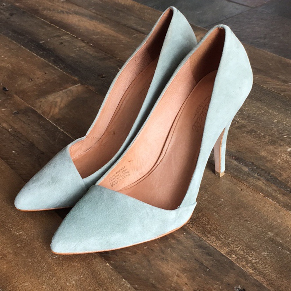 Madewell Mira Suede Heels - Willow Green - Sz 9 - Picture 2 of 5